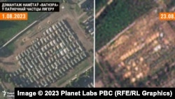 Planet Labs peykinin avqustun 23-ə aid fotosunda görünür ki, 273 xüsusi hərbi çadırdan 101-i sökülüb