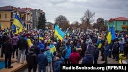 Митинг против оккупантов в Геническе, Херсонская область. Украина, 6 марта 2022 года