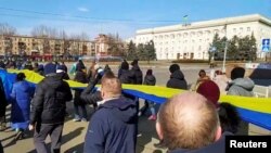 Митинг против российской оккупации в Херсоне